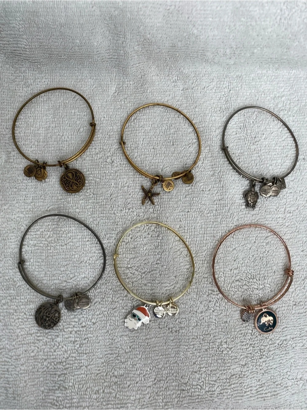 Alex and Ani + Lucky Women's 6 Piece Bronze Silver Gold Charm Bracelets Coastal